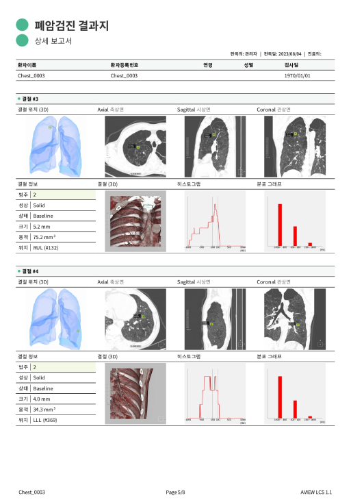 aview LCS | Automatically generated reports with detail assist patients understand examination results